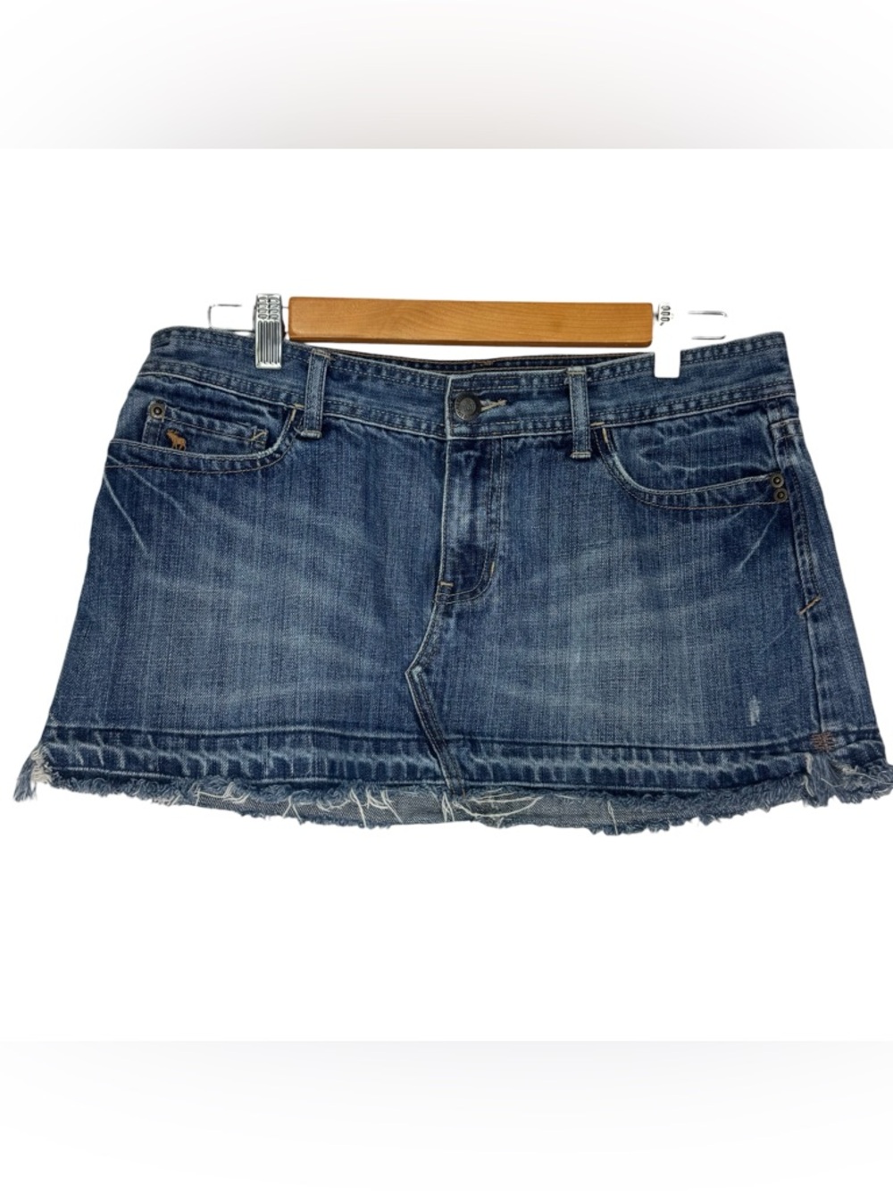 Vintage Y2K Abercrombie Fitch Mini Jean Skirt Size 8 Frayed Hem Low Rise